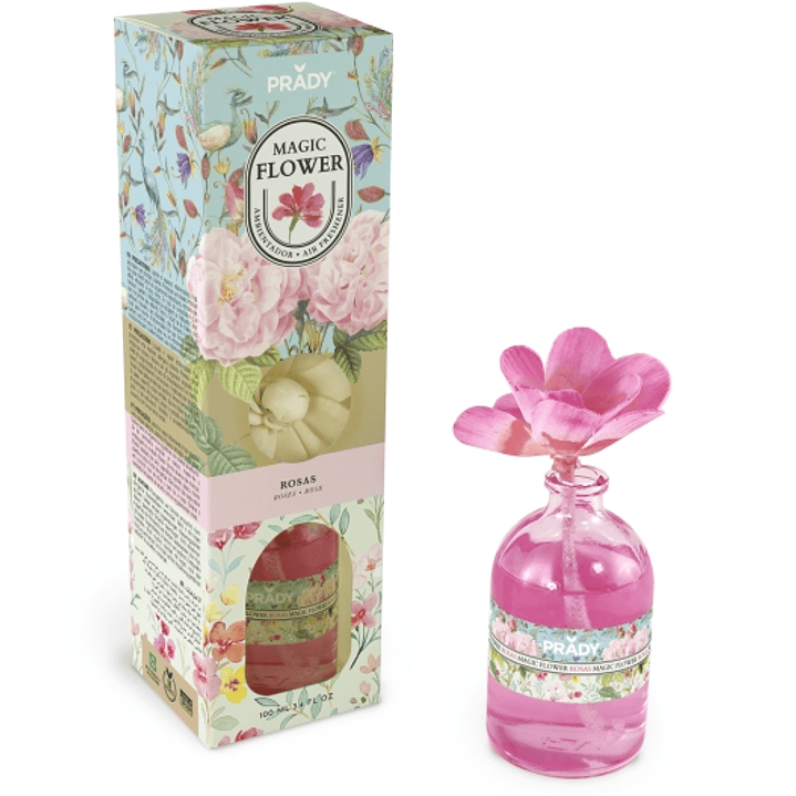 Prady Ambientador Magic Flower Rosas - Frasco de Cristal 100ml 1