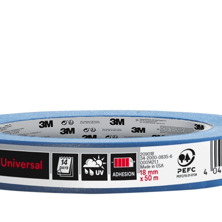 3M Cinta de Enmascarar Profesional - Multisuperficie - 18mm x 50m - 100% PEFC - Color Azul 1
