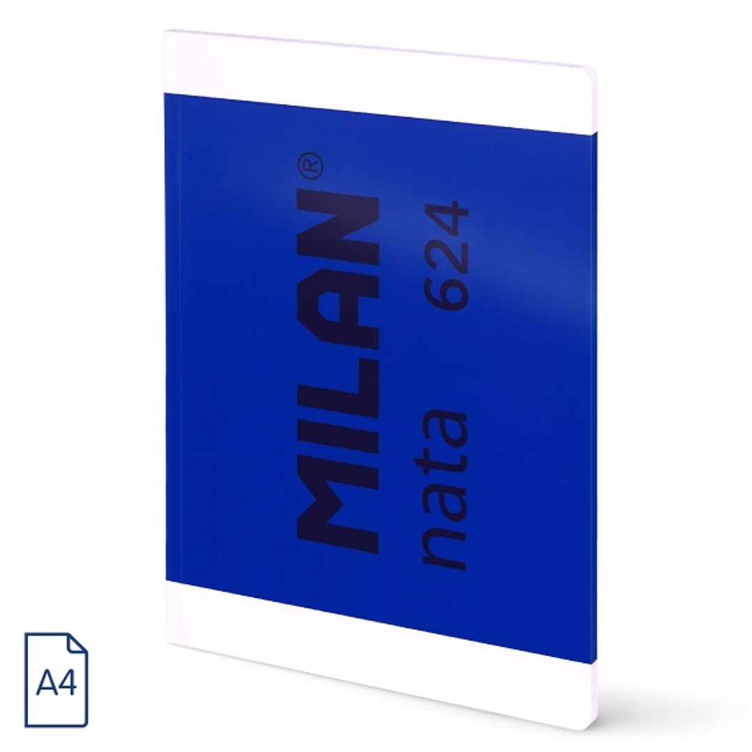Milan Nata 624 Libreta Encolada Formato A4 Liso - 48 Hojas de 95 gr/m2 - Microperforado - Color Azul 1