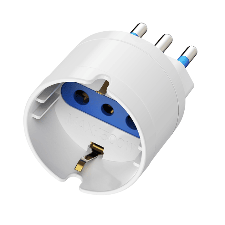 Ewent Adaptador de Viaje para Toma de Enchufe Italiana Tipo L 16A - Hembra Tipo L/Schuko - Color Blanco 1