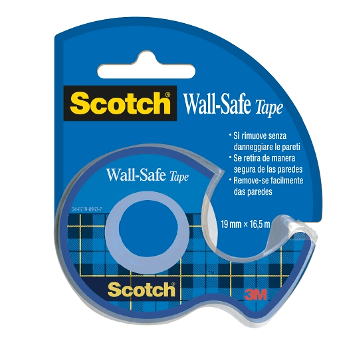Scotch Cinta Adhesiva para Paredes - 19mm x 16.5m - Incluye Dispensador - Color Transparente 1