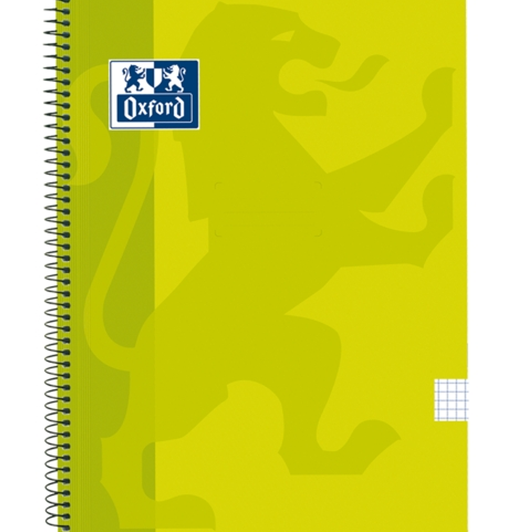 Oxford School Classic Cuaderno Espiral Tapa de Plastico Folio 4x4 - 80 Hojas - Margen 4x4 - Tamaño Folio - Color Lima 1