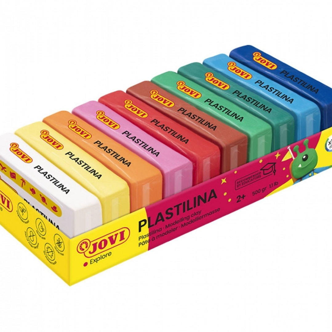 Jovi Pack de 10 Pastillas de Plastilina 50gr - 100% Vegetal - Muy Moldeable - No Se Seca - Colores Mezclables - Colores Surtidos 1
