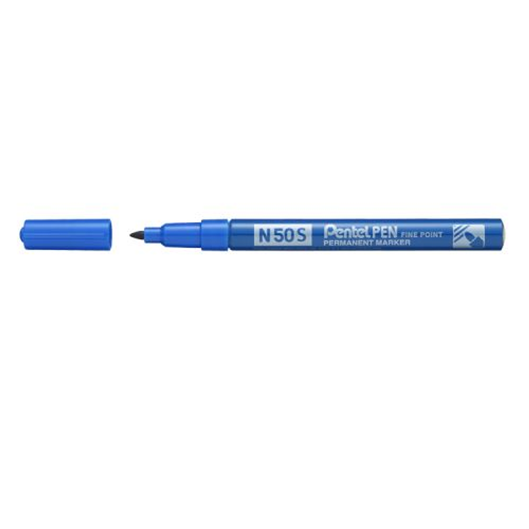 Pentel Pen N50S Rotulador Permanente - Punta Fina 3.18mm - Resistente a Agua y Luz - Color Azul 1