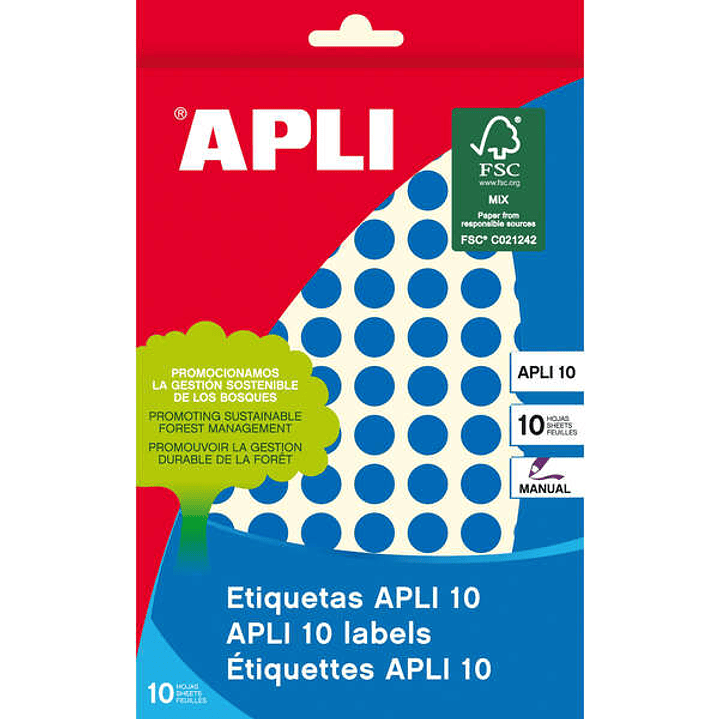 Apli Etiquetas 10 Azules Ø 10mm 8 Hojas 1