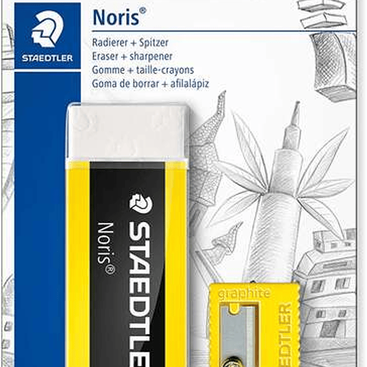 Staedtler Noris 526 Pack de 1 Goma de Borrar de Plastico + 1 Sacapuntas de Plastico 1