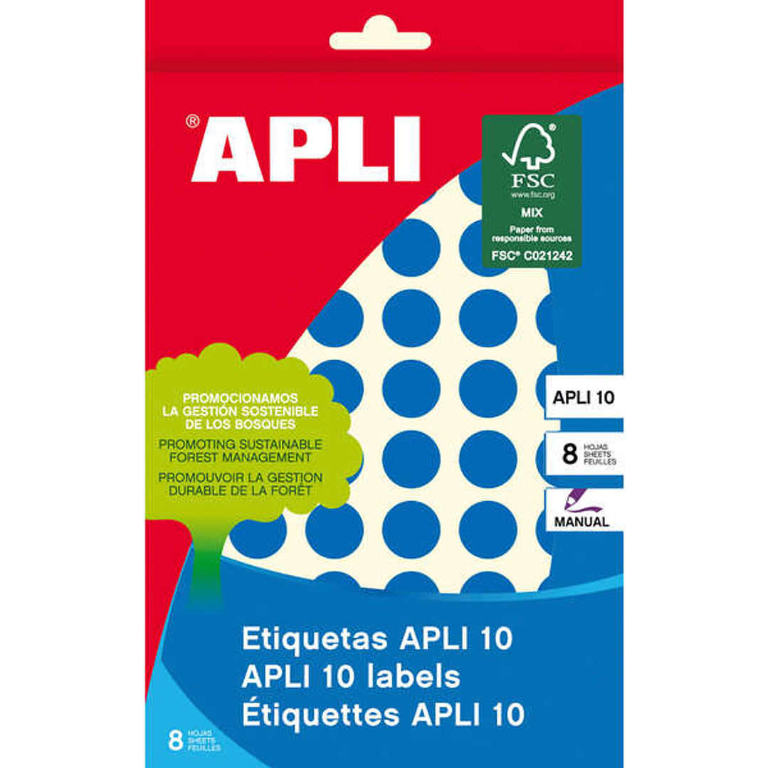 Apli Pack de 616 Etiquetas Redondas Ø13mm - 8 Hojas por 77 Etiquetas - Adhesivo Permanente - Aptas para Escritura Manual - Color Azul 1