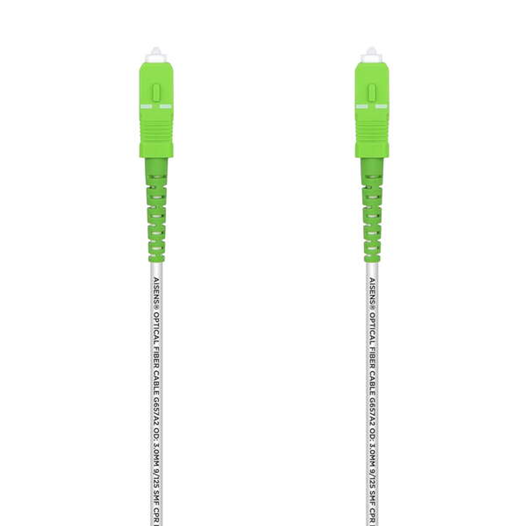 Aisens Cable Fibra Optica Latiguillo G657A2 3.0 9/125 SMF Simplex CPR Dca LSZH - SC/APC-SC/APC - 1.0M - Color Blanco 1