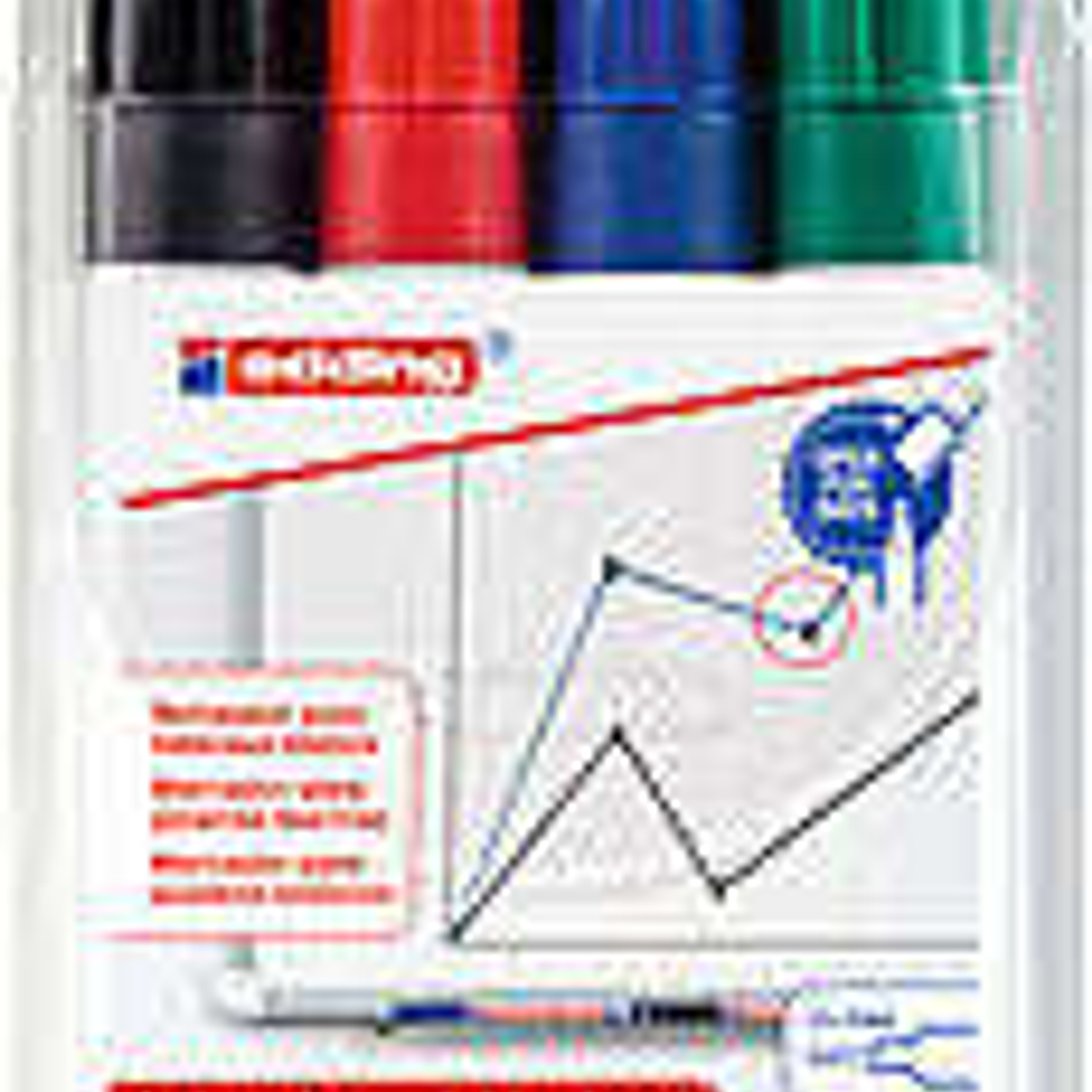 Edding 660 Pack de 4 Rotuladores para Pizarra Blanca - Punta Redonda - Trazo entre 1.5 y 3mm - Recargable - Secado Rapido - Colores Surtidos 1