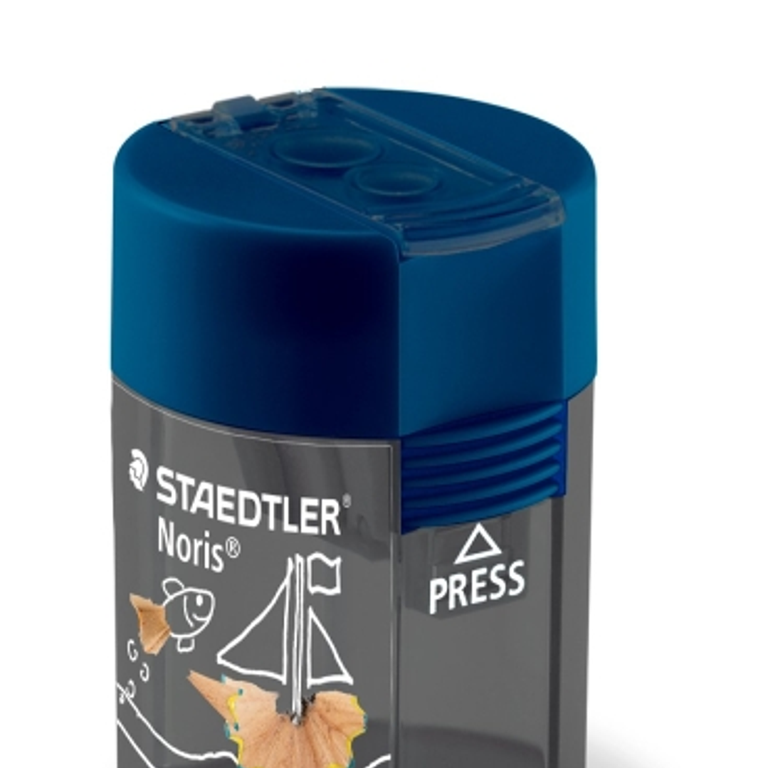 Staedtler 512 F Sacapuntas de 2 Orificios con Deposito - Para Lapices de 8.2mm y 10.2mm - Color Azul 1