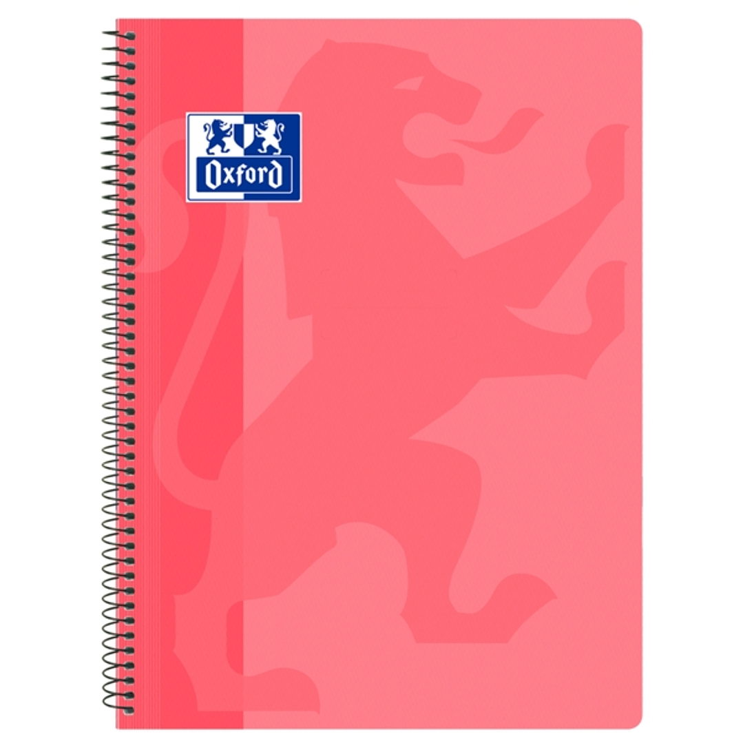 Oxford School Classic Cuaderno Espiral Tapa de Plastico Folio 4x4 - 80 Hojas - Tapa de Plastico - Cuadriculado 4x4 - Margen - Color Rosa Chicle 1
