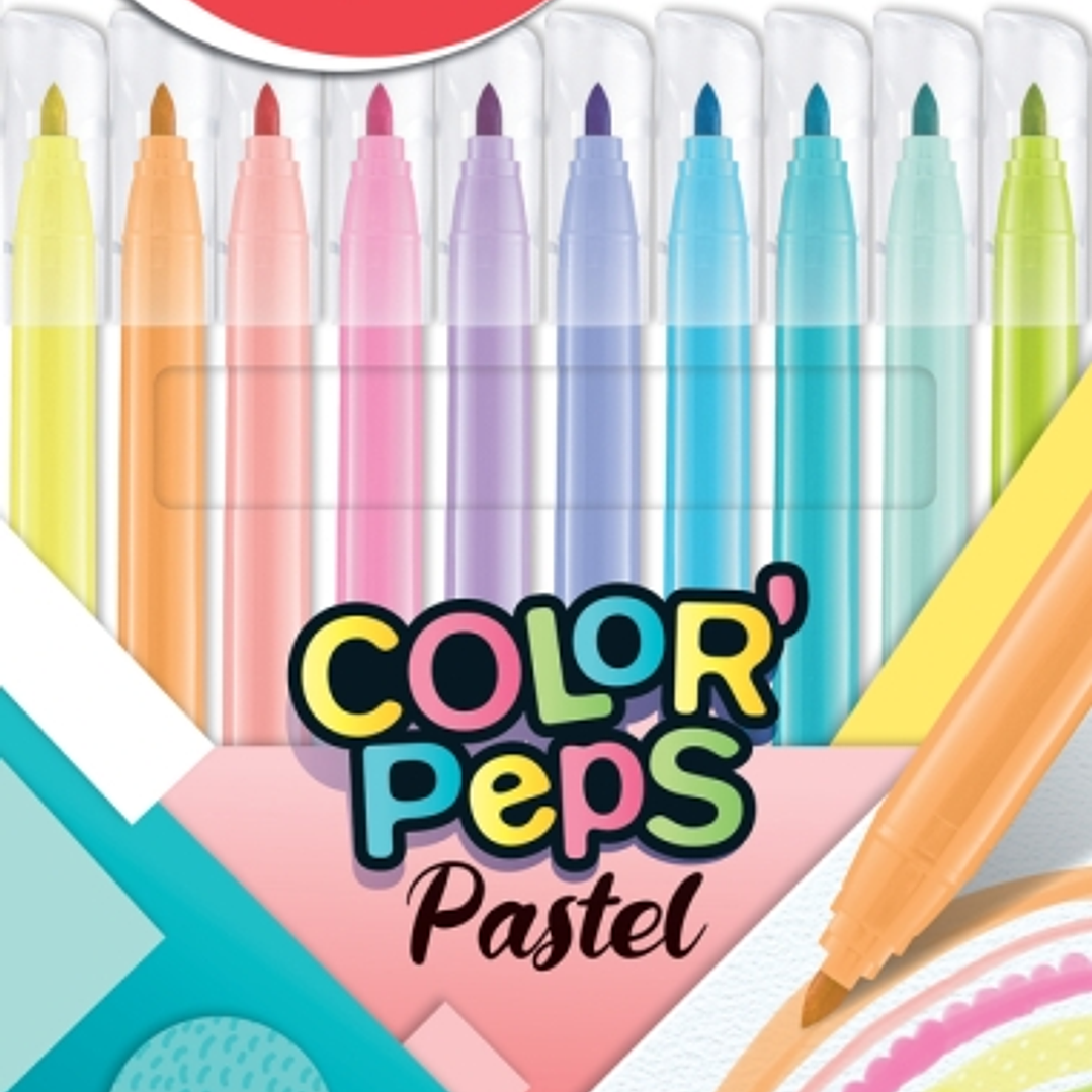 Maped Color´Peps Pastel Pack de 10 Rotuladores con Punta Media Bloqueada 2.8mm - Tinta Lavable - Colores Pastel Surtidos 1