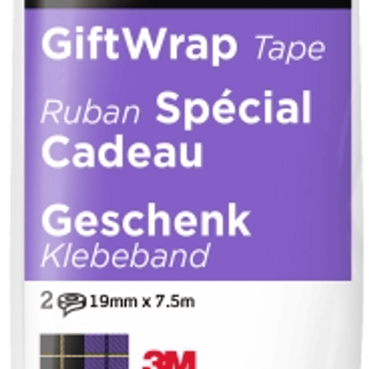 Scotch Giftwrap Pack de 2 Cintas Adhesivas Satinada - 19mm x 7.5m - Especial para Envolver Regalos - Color Transparente 1
