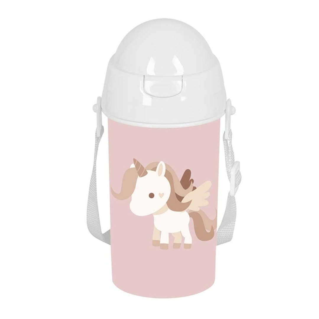 Safta Unicornio Botella de 500ml - PVC sin BPA - Pajita Interior - 73x73x195mm - Color Rosa 1