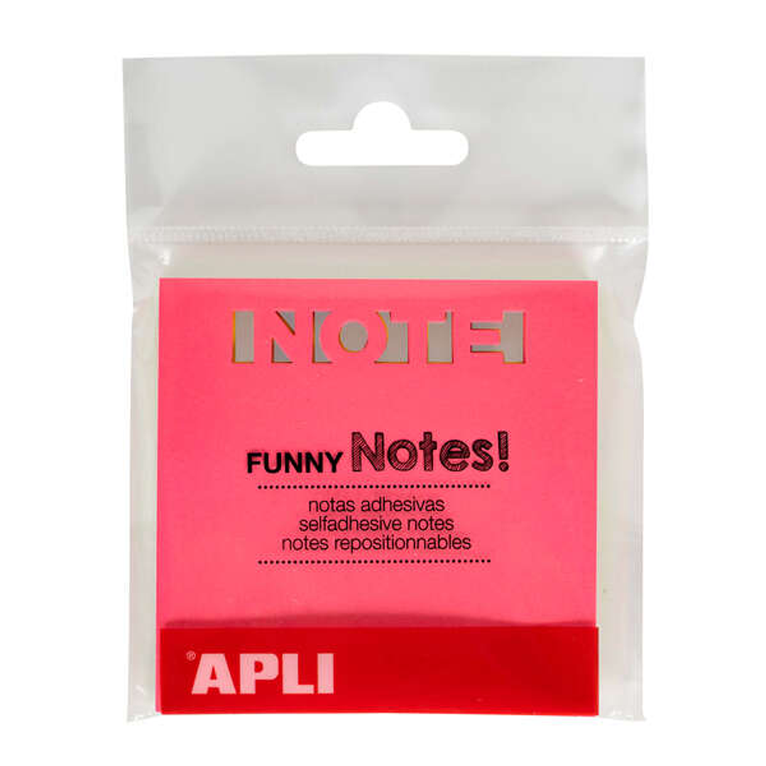 Apli Notas Adhesivas Troquelado Note 75x75mm Bloc 75 Hojas - 3 Colores Surtidos Fluorescentes - Ultra Adhesivas - Color Surtido 1