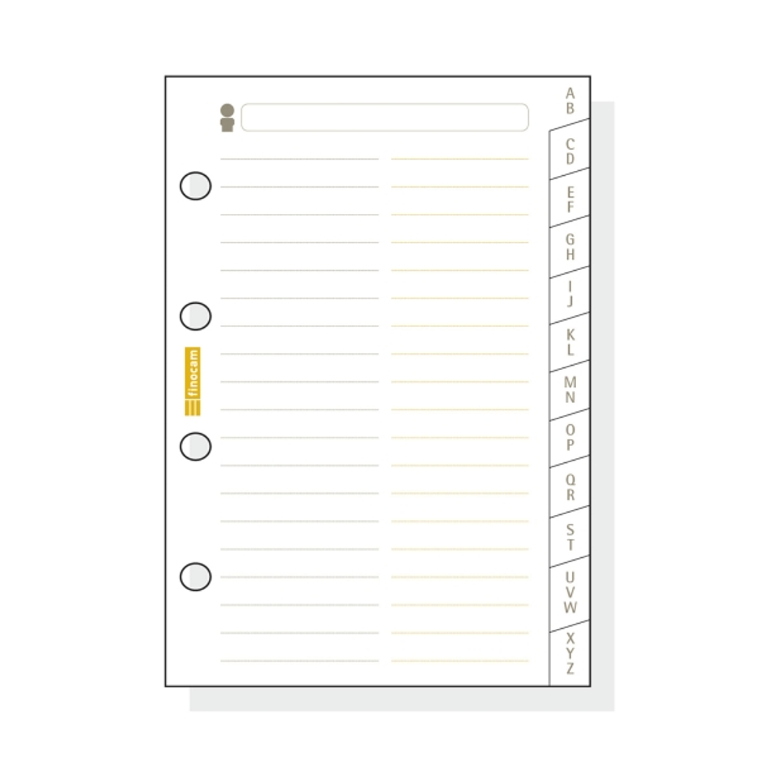Finocam C175 Indice Alfabetico para Agendas Classic - 12 Solapas - Formato 601 - 56x89x3mm - Cartulina - Color Blanco 1