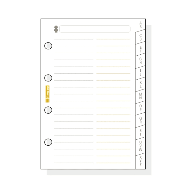 Finocam C175 Indice Alfabetico para Agendas Classic - 12 Solapas - Formato 601 - 56x89x3mm - Cartulina - Color Blanco 1