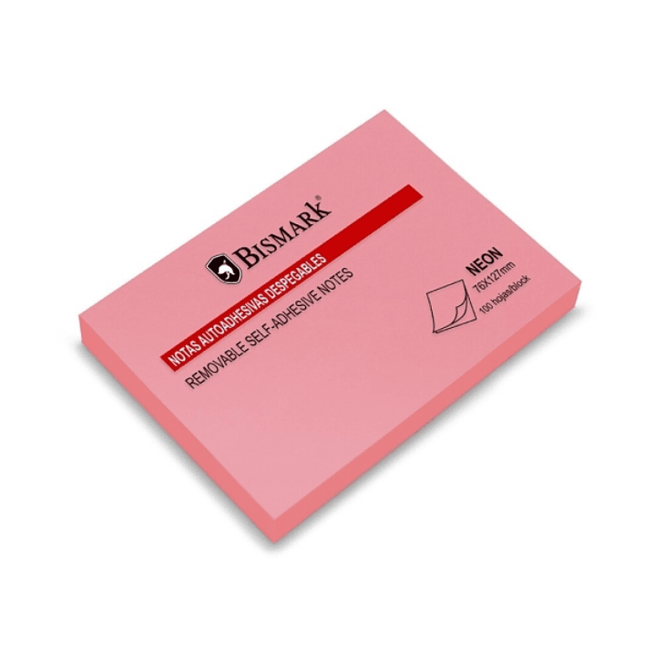 Bismark Bloc de 100 Notas Adhesivas 76x127mm - Color Rosa Neon 1
