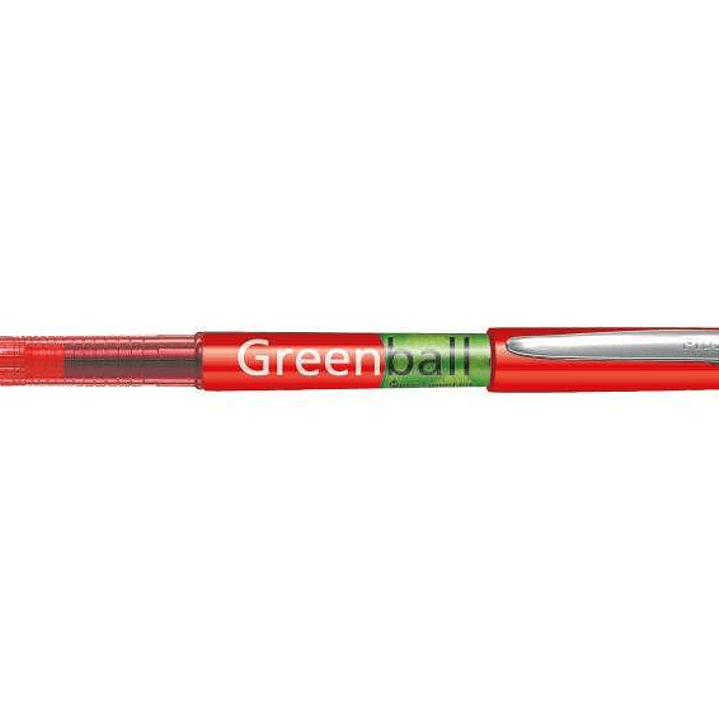 Pilot Boligrafo de Tinta Liquida Greenball - Recargable - Fabricado con Plastico Reciclado - Punta Media 0.7mm - Trazo 0.35mm - Color Rojo 1