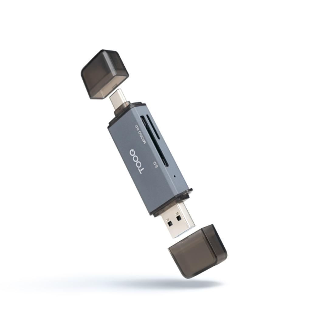Tooq Lector de Tarjetas USB-C y USB-A - Compatible con SD, Micro SD y TF - Color Gris 1