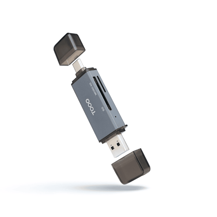 Tooq Lector de Tarjetas USB-C y USB-A - Compatible con SD, Micro SD y TF - Color Gris 1
