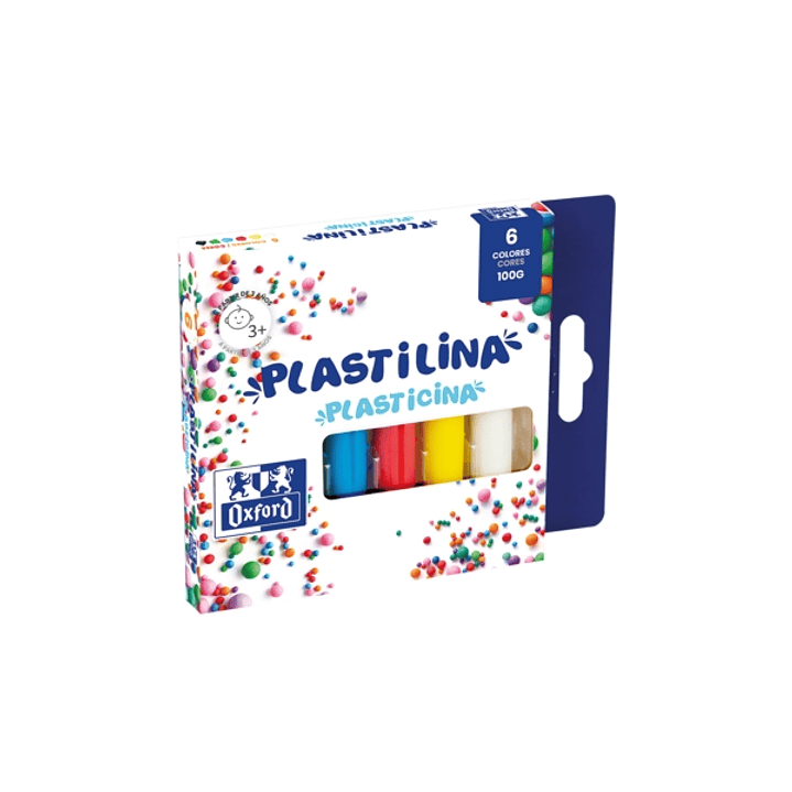 Oxford Plastilina 6 Colores 100gr - Ideal para Modelar y Crear Figuras - Textura Suave y Maleable - Colores Surtidos 1