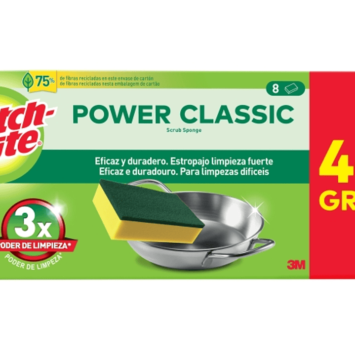 Scotch-Brite Classic Pack de 8 Estropajos de Cocina - Promocion 4 + 4 Gratis - Color Amarillo 1