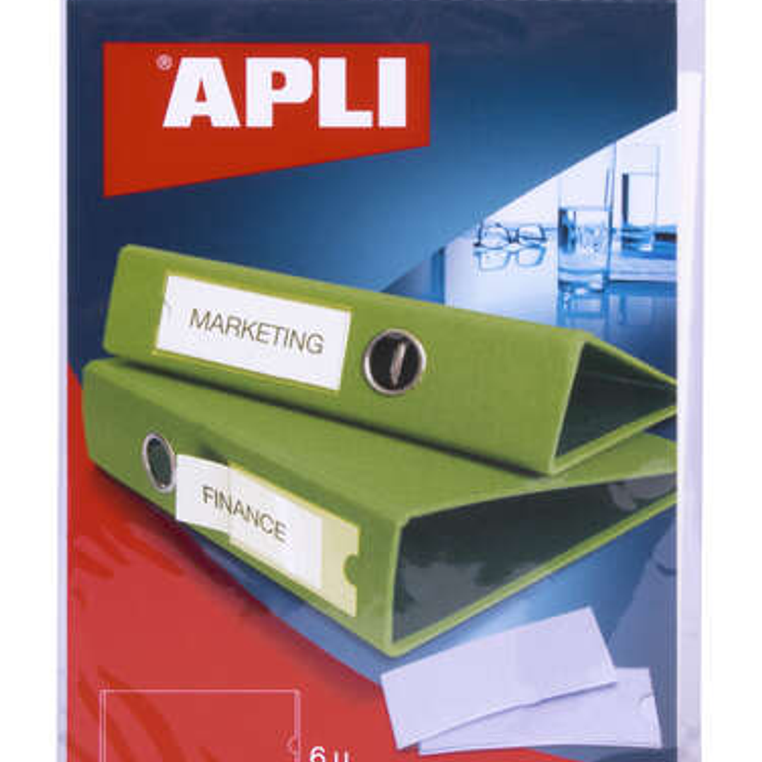 Apli Bolsillos Adhesivos para Etiquetas - 55 x 102mm - Cambia la Informacion de la Etiqueta Segun tus Necesidades - Contiene 6 Bolsillos por Bolsa 1