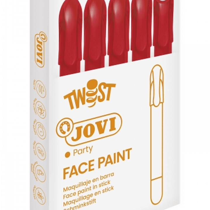 Jovi Twist Stick de Pintura de Cara - Hipoalergenico - Base Agua - Facil de Aplicar y Retirar - Gran Cubricion - Seca Rapido - sin Parabenos - Color R 1