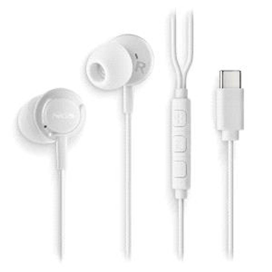 NGS CROSS STEP Auriculares Intraurales con Microfono - USB-C - Boton Multifuncion - Color Blanco 1