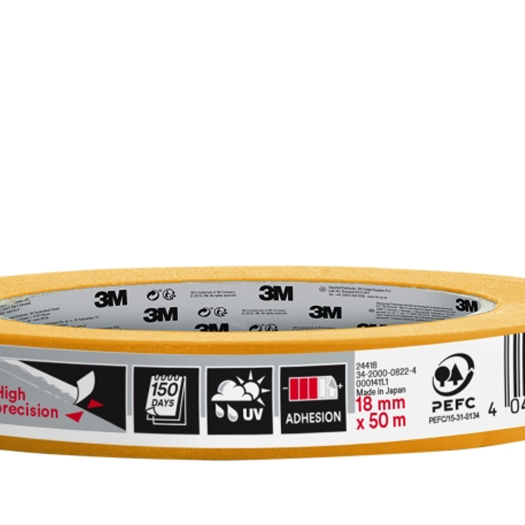 3M Cinta de Enmascarar Profesional - Multisuperficie - 18mm x 50m - 100% PEFC - Color Naranja 1