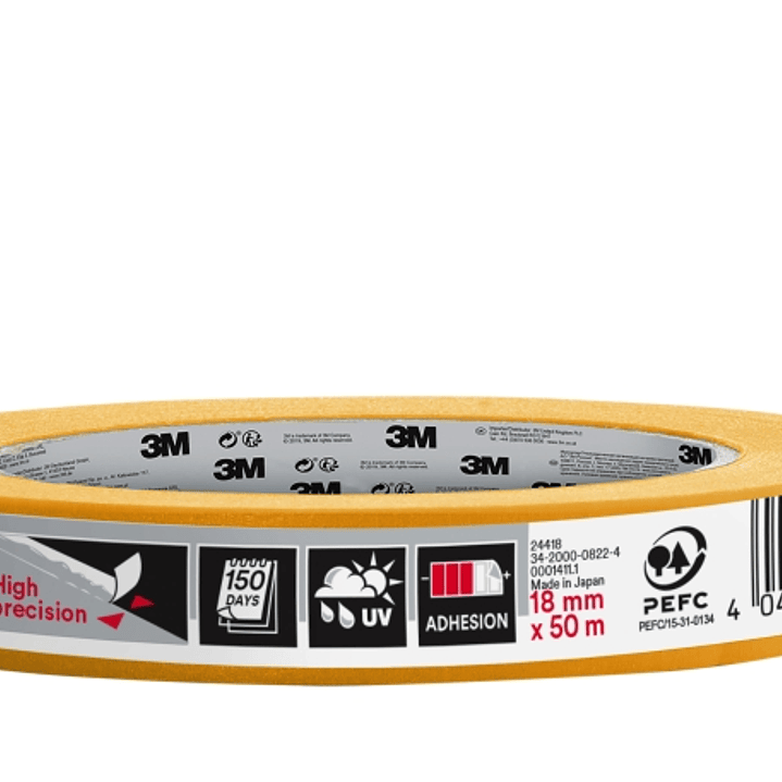3M Cinta de Enmascarar Profesional - Multisuperficie - 18mm x 50m - 100% PEFC - Color Naranja 1