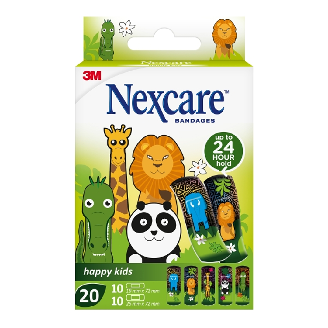 Nexcare Happy Kids Animals Pack de 20 Apositos Surtidos - Transpirables - para Pieles Delicadas - Color Estampado Infantil 1