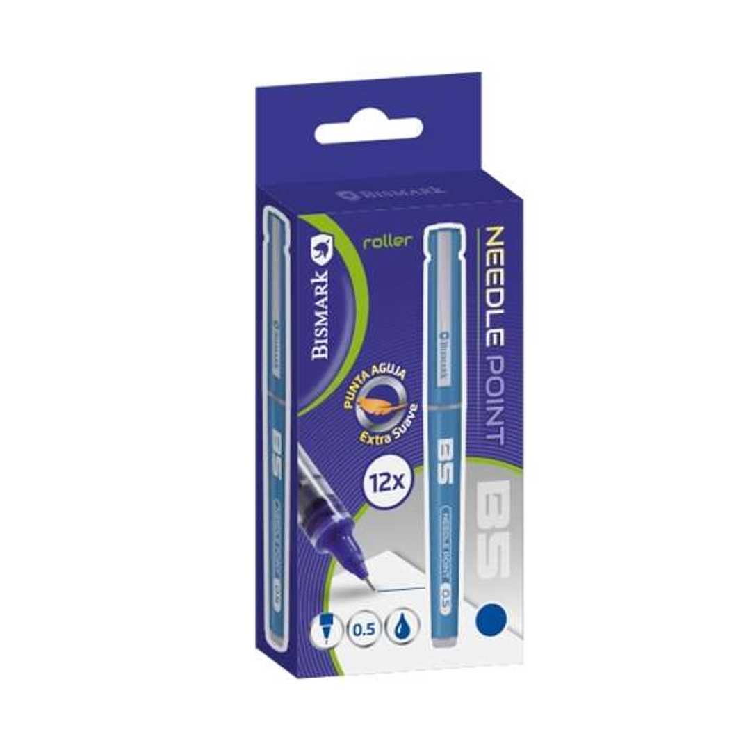 Bismark Boligrafo Tinta Liquida Punta Aguja - Escritura Suave - Alta Precision - Color Azul 1