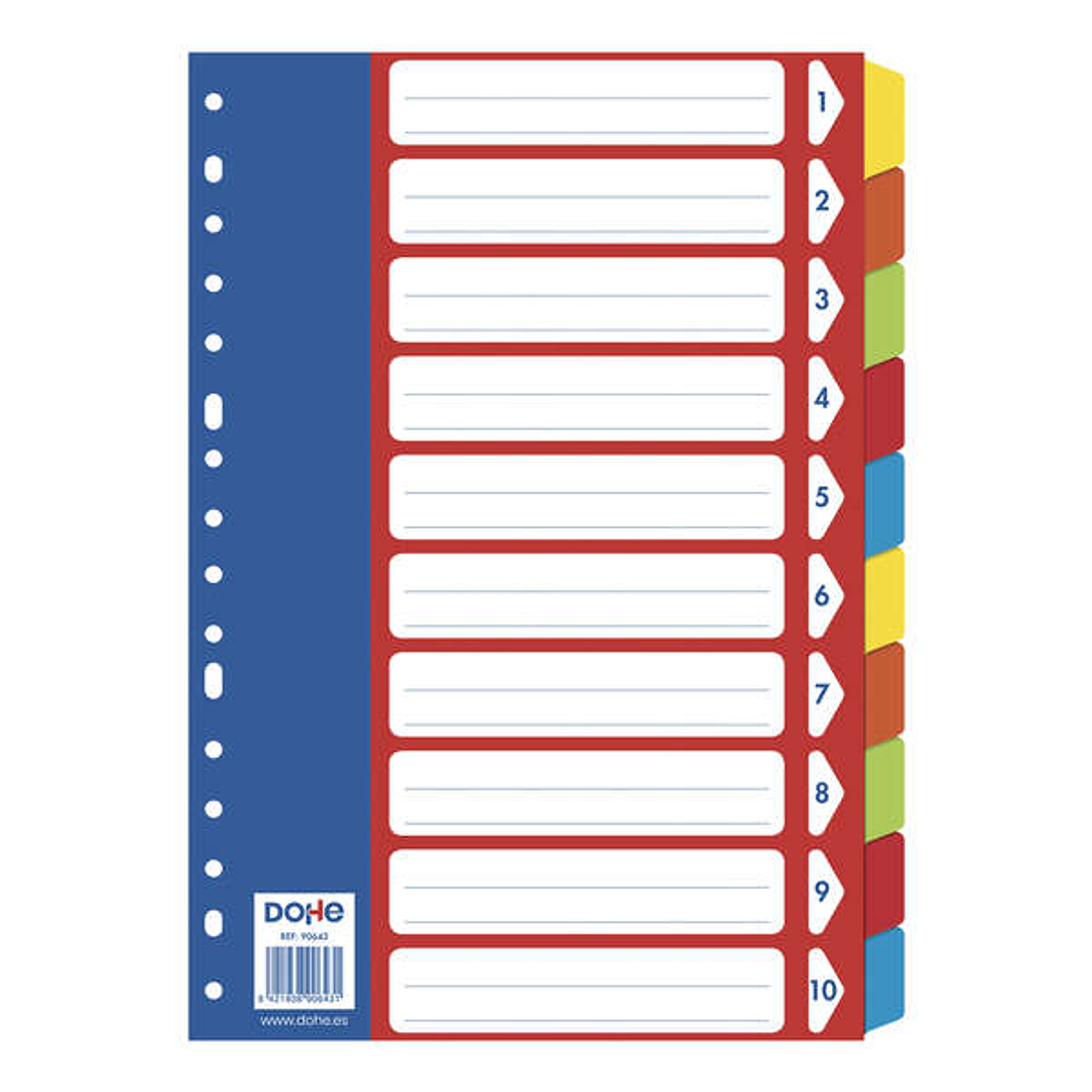 Dohe Separadores para Archivadores y Carpetas de Anillas - 180mm - Cartulina de 180gr - Multitaladro de 16 Perforaciones - Bolsa Autoadhesiva Individu 1