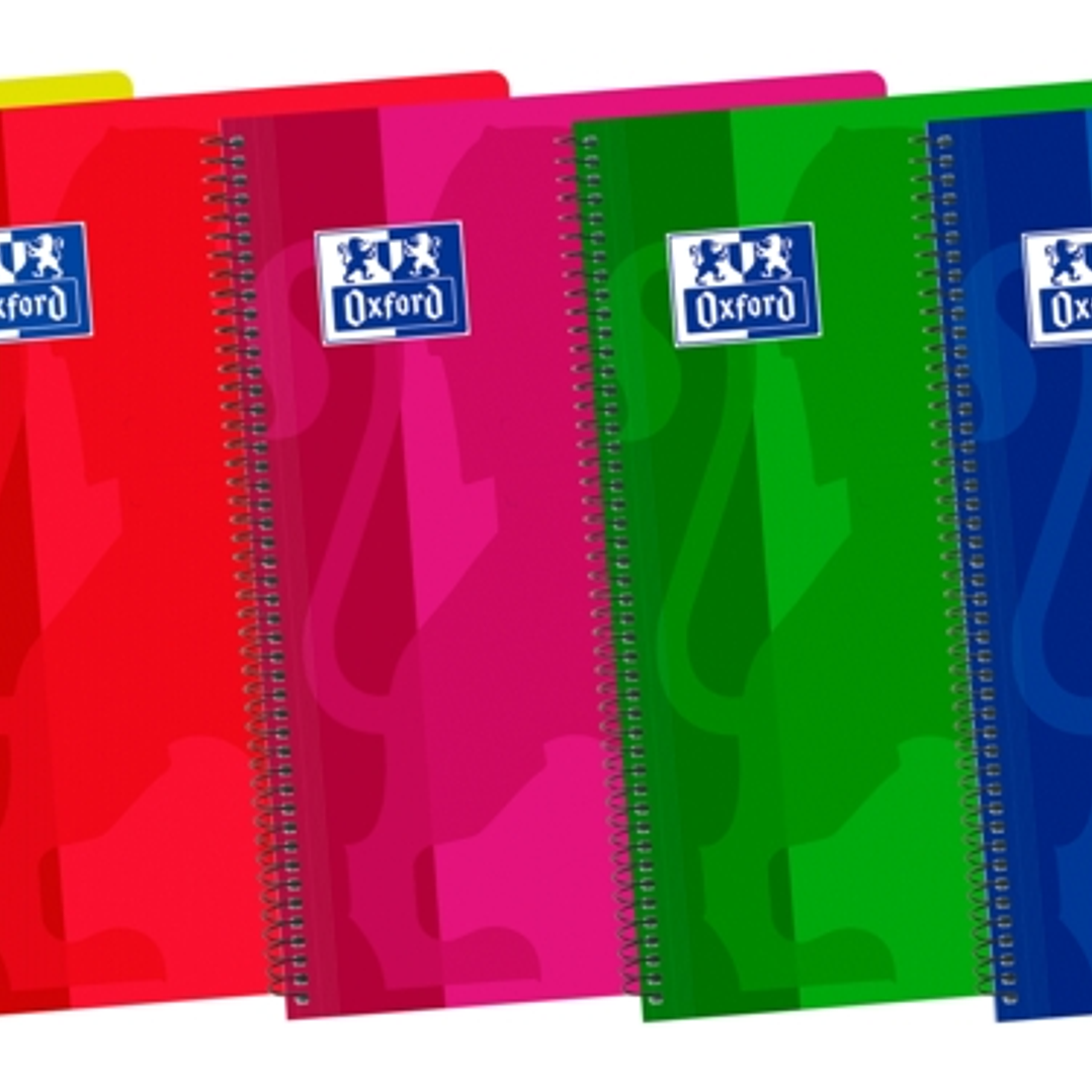 Oxford School Classic Fº Cuaderno Espiral - Tapa de Plastico - Pauta 3.5 con Margen - 80 Hojas - Colores Surtidos 1