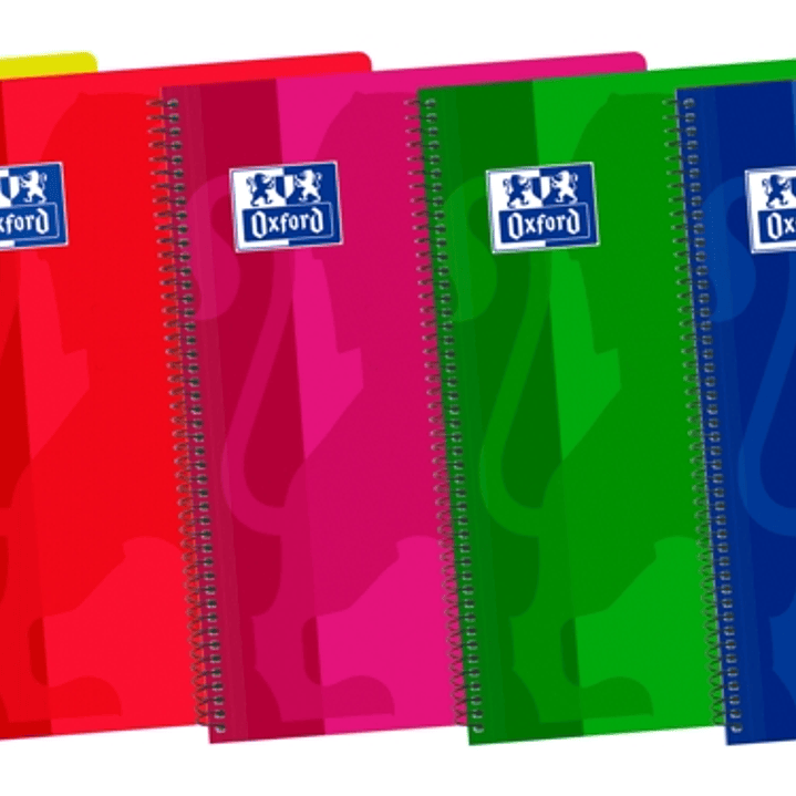 Oxford School Classic Fº Cuaderno Espiral - Tapa de Plastico - Pauta 3.5 con Margen - 80 Hojas - Colores Surtidos 1