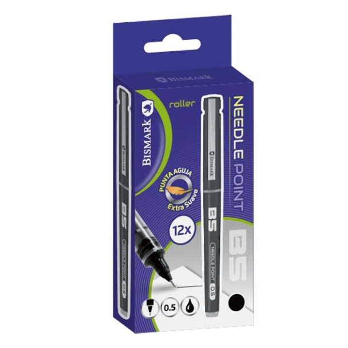 Bismark Boligrafo Tinta Liquida Punta Aguja - Escritura Suave - Alta Precision - Color Negro 1