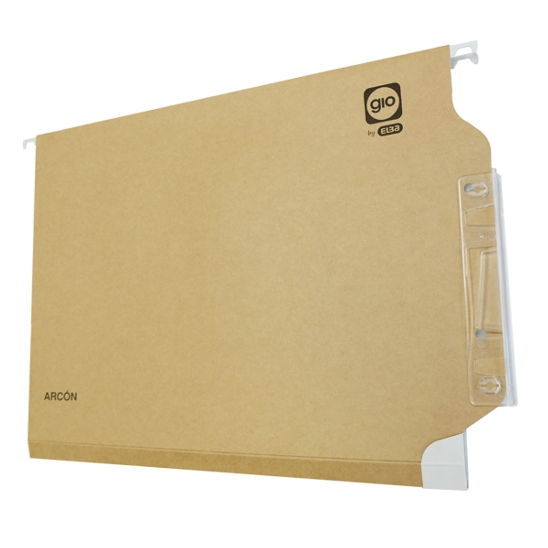 Gio By Elba Carpeta Colgante Armario Arcon A4 240gr - Lomo en V - Capacidad Max.100Hojas - Cartulina Bicolor - Visor Efecto Lupa - Etiquetas Blancas I 1