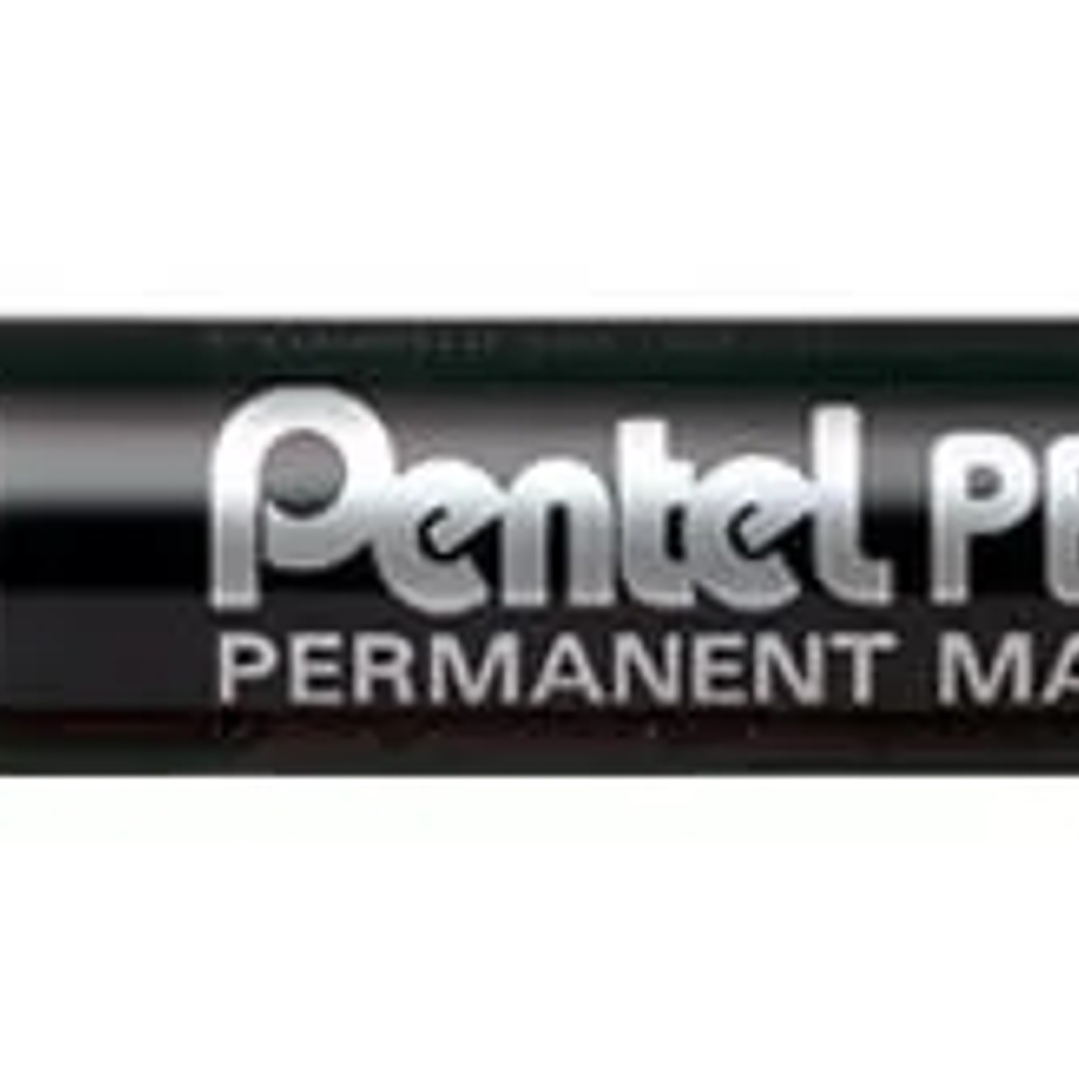 Pentel Pen N60 Rotulador Permanente - Punta Biselada Resistente y Duradera - Resistente a Agua y Luz - Color Negro 1