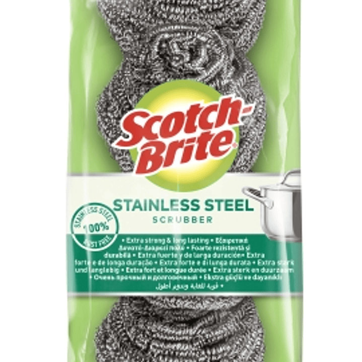 Scotch-Brite Pack de 4 Estropajos de Acero Inoxidable - Promocion 3 + 1 Gratis - Color Gris Metalizado 1