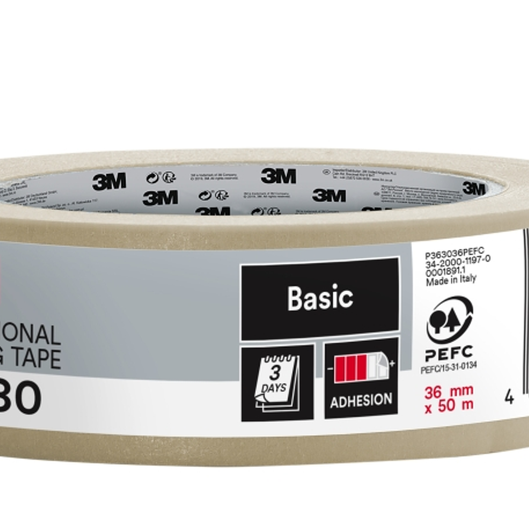 3M Cinta de Enmascarar Profesional - 36mm x 50m - 70% PEFC - Color Blanco 1