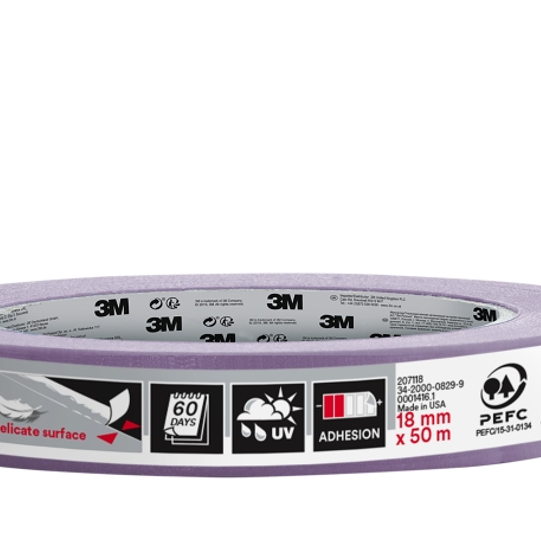 3M Cinta de Enmascarar para Superficies Delicadas - 18mm x 50m - 70% PEFC - Color Morado 1