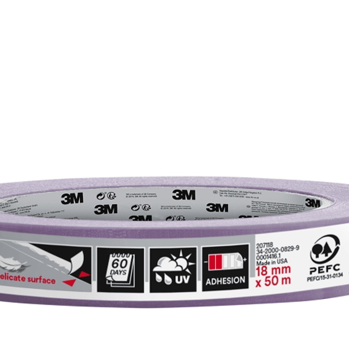3M Cinta de Enmascarar para Superficies Delicadas - 18mm x 50m - 70% PEFC - Color Morado 1