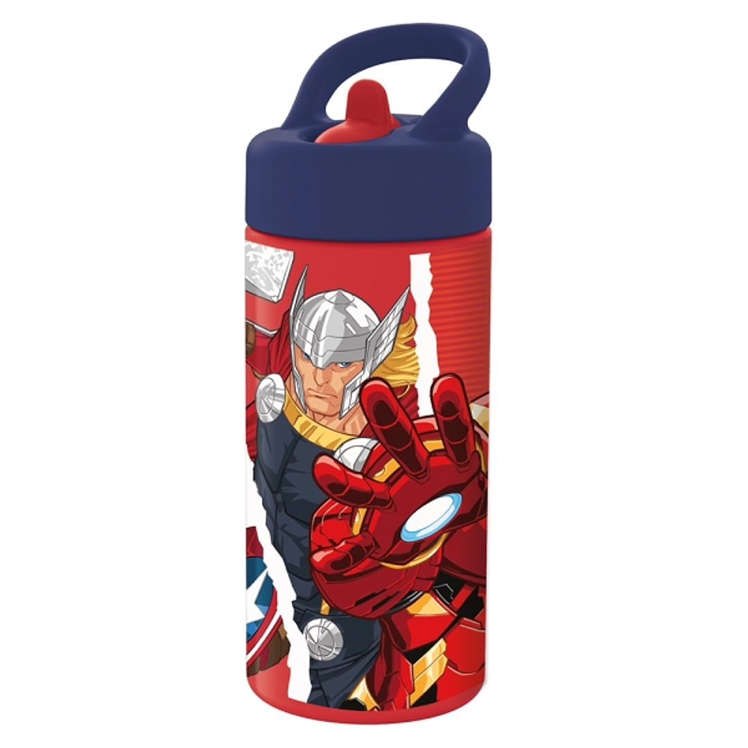 Safta Avengers Infinity Botella de 410ml - Valvula de Salida de Agua - Asa Superior - Tapon Roscado - 74x64x178mm - Color Rojo 1