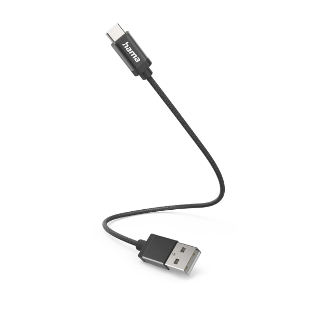 Hama Cable USB - Longitud 20cm - USB-A Macho - USB-C Macho - Velocidad hasta 480Mbps - Niquelado - Color Negro 1