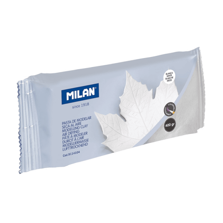 Milan Pasta para Modelar - Seca al Aire - 400g - Facil de Moldear - Color Blanco 1