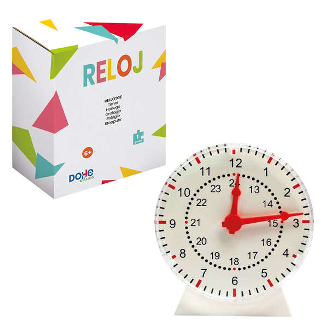 Dohe Reloj Analogico Educativo para Niños - Esfera con Numeros de las 12 Horas y Marcas de Minutos - Ruedecilla para Mover las Agujas - Ayuda a Entend 1