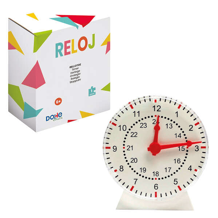 Dohe Reloj Analogico Educativo para Niños - Esfera con Numeros de las 12 Horas y Marcas de Minutos - Ruedecilla para Mover las Agujas - Ayuda a Entend 1