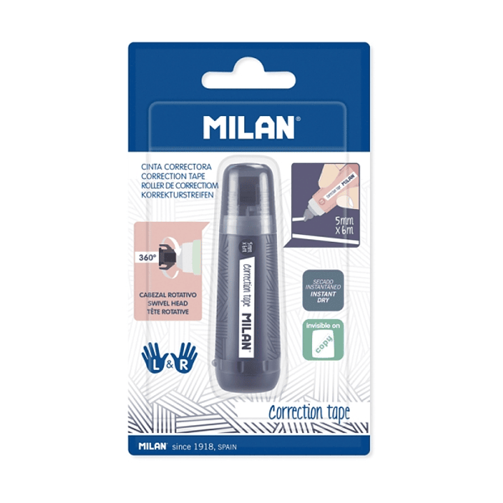 Milan 430 Since 1918 Cinta Correctora Cilindrica - Presentacion en Blister - 5mm x 6m - Colores Surtidos 1